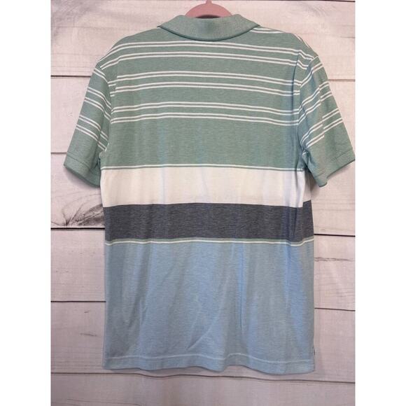 Brooks Brothers Mens Performance Polo Slimfit Size MED Green White Blue - Picture 2 of 5